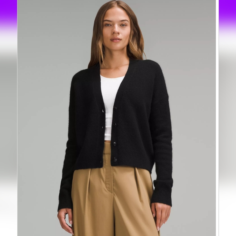 Lululemon Women's Alpaca Wool-Blend Cardigan Sweater XS Black